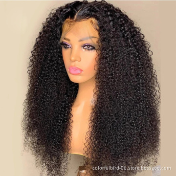 black women Indian Remy Hair Wig 13*4 frontal Wholesale Virgin Lace Closure afro Wig 13x4 lace frontal kinky curly wig